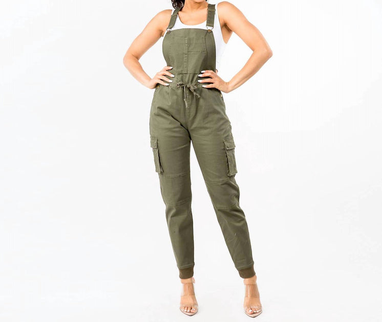 American Bazi Relaxed Overalls In Olive | Shop Premium Outlets