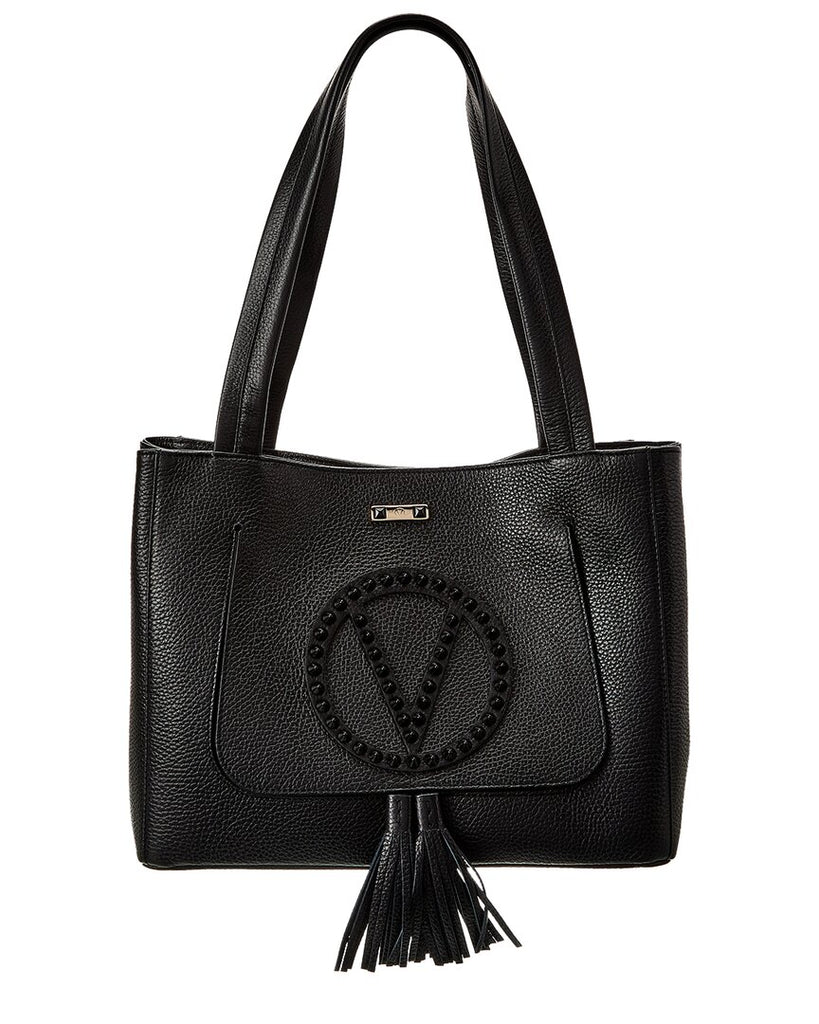 Valentino by Mario Valentino Ollie Black Leather Large Tote Bag Italy New