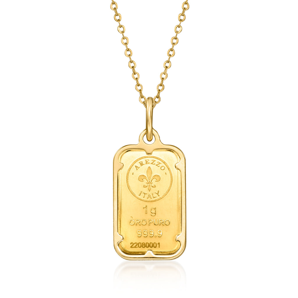 Ross-Simons Italian 24kt Yellow Gold 1-gram Ingot Pendant Necklace