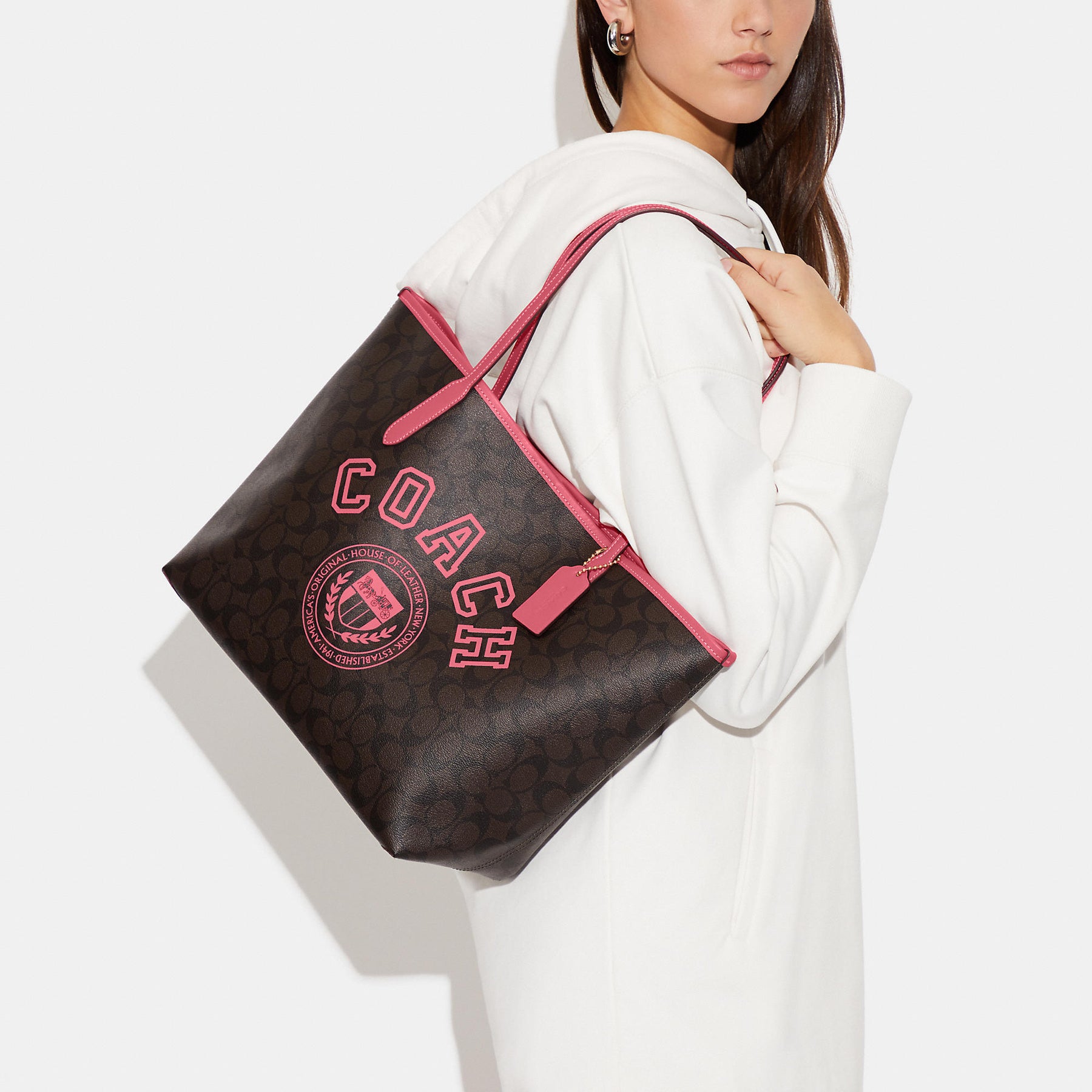Shop Coach 2021 SS City Tote In Signature Canvas With Love Print