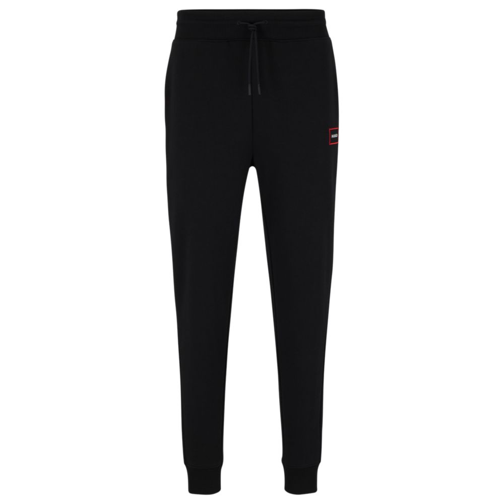 HUGO Cotton-terry tracksuit bottoms with red-frame logo