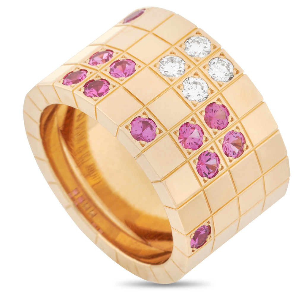 Louis Vuitton Empreinte Ring, Pink Gold and Diamonds. Size 55