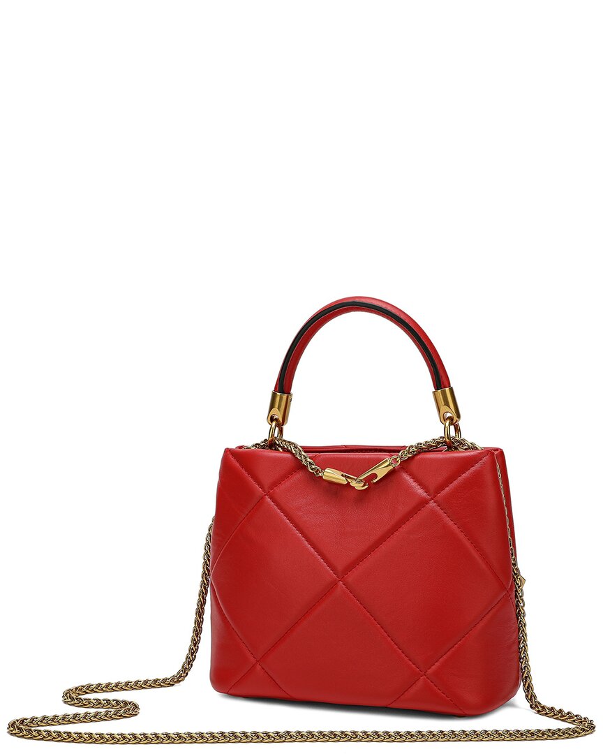 Tiffany & Fred Paris black patent leather & red leather satchel shoulder  bag EUC