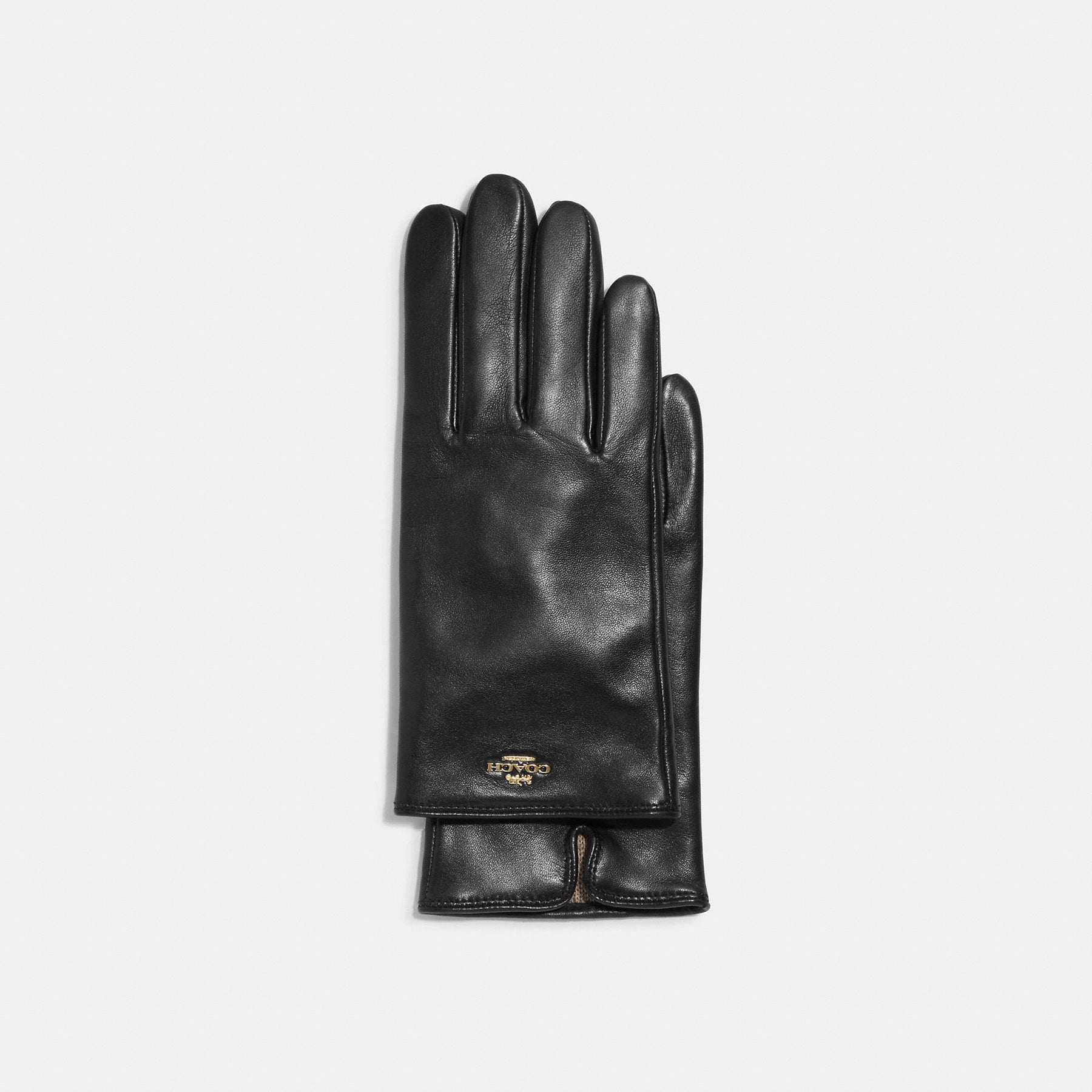Coach Outlet Coach Plaque Leather Tech Gloves | Shop Premium Outlets