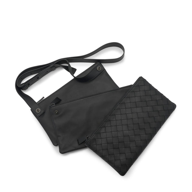 Bottega Veneta Intrecciato Black Leather Trio Bag 611240-vcpq1-8984 ...